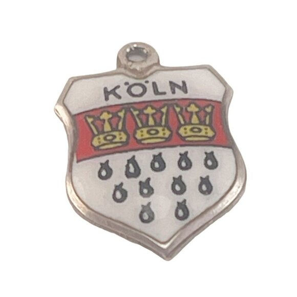 Vintage Köln Enamel Shield Pendant Charm 800 Silver - Picture 1 of 5